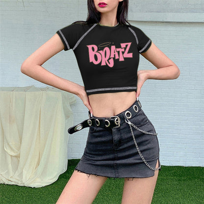 Female T-shirt Y2k Vintage T-shirt Street Goth T-shirt Haraj