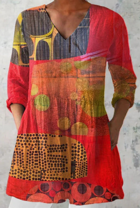 Female Creative Fish Pattern Vacation Style Dress