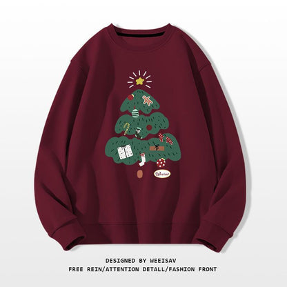 Christmas Tree Design Round-neck Pullover Leisure