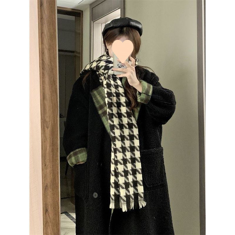 Double-sided Wear Plaid Woolen Coat Women