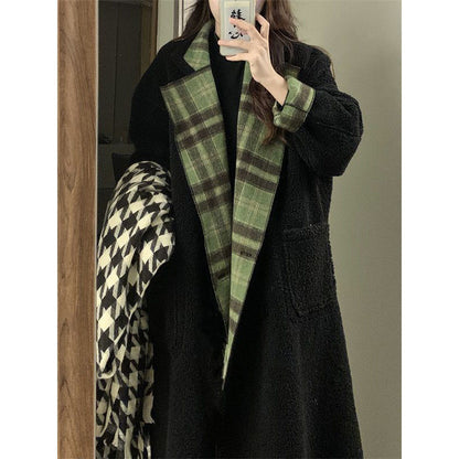 Double-sided Wear Plaid Woolen Coat Women