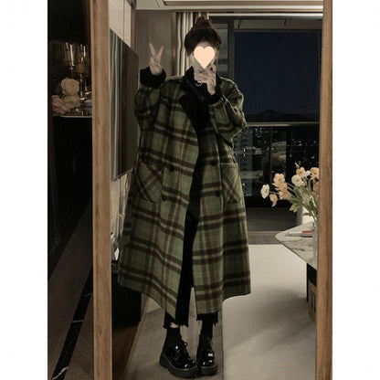 Double-sided Wear Plaid Woolen Coat Women