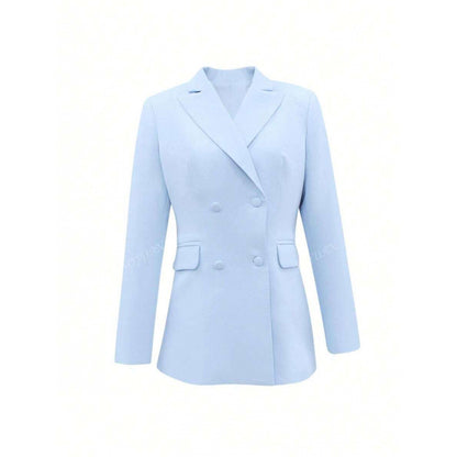 Autumn Solid Color Notched Lapel Double Breasted Pocket Set