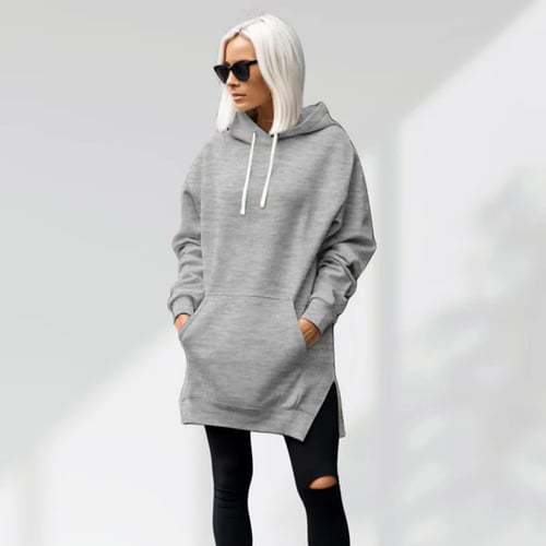 Solid Color Hooded Split Shoulder Sleeve Brushed Hoody