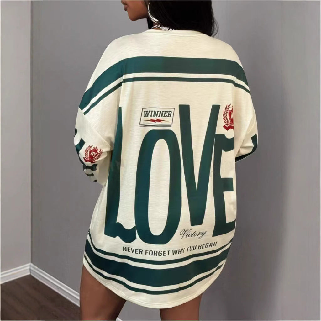 Women's Lazy Loose Casual Print Letter Atmosphere Long Sleeve