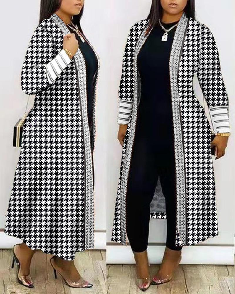 Fashion Printed Long Sleeve Splicing Coat Women