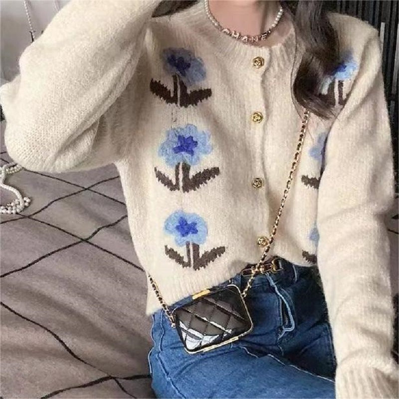 Retro Flower Cardigan Coat For Women