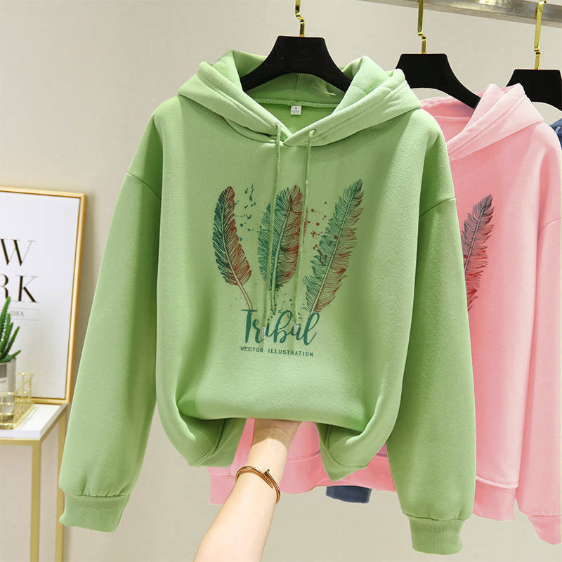 Hooded Sweater Thick Loose Long Sleeves Women