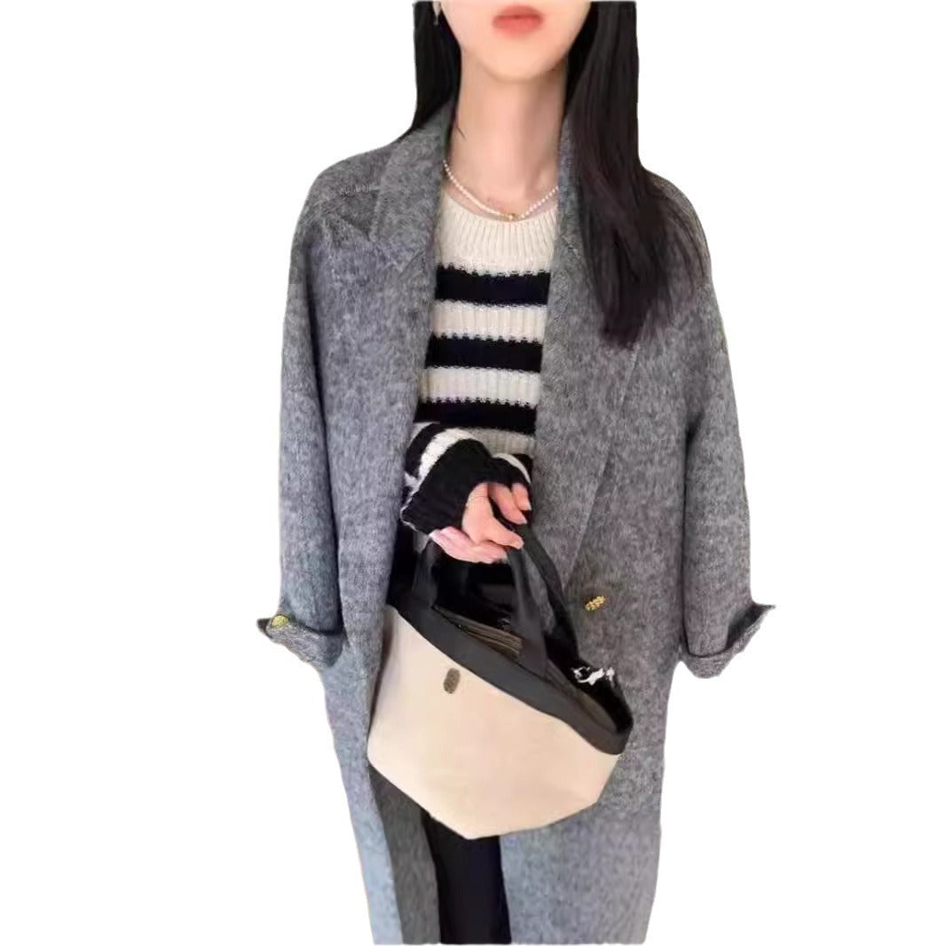 Lapel Loose Over Knee Wool Coat