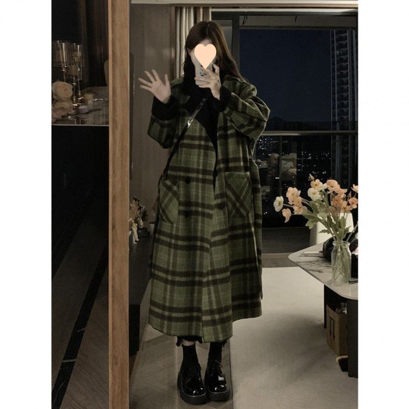 Double-sided Wear Plaid Woolen Coat Women