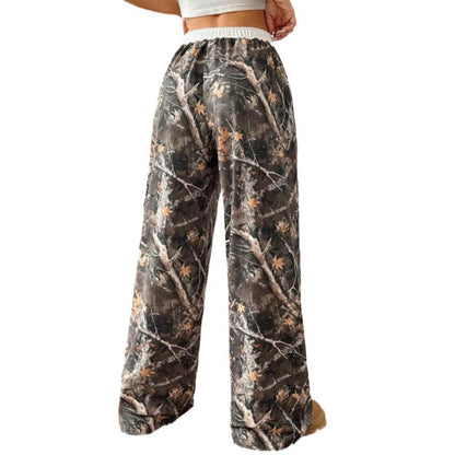 Women's Fashion Casual Elastic Waist Tight Camouflage Printing Mop Pants