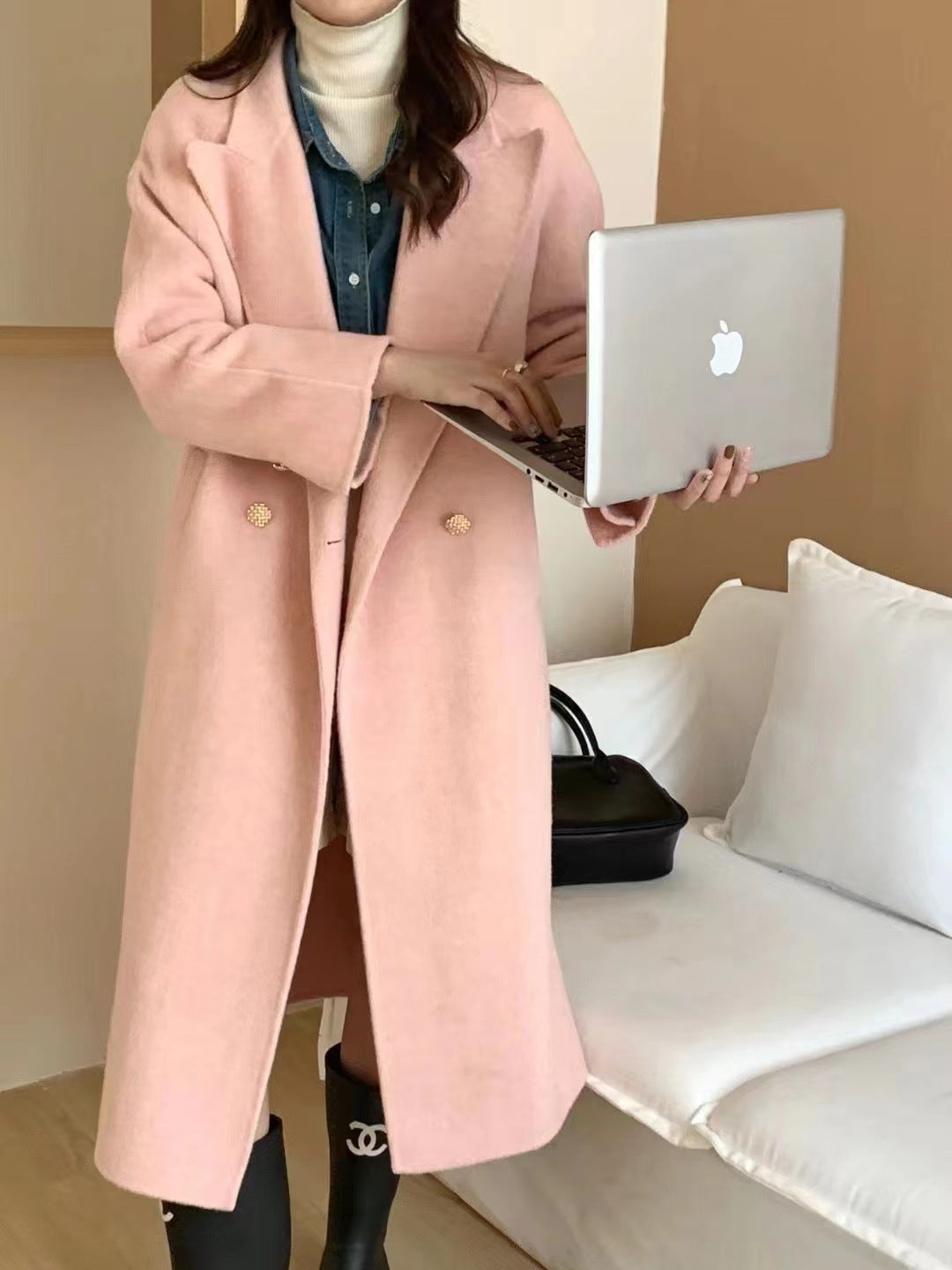 Lapel Loose Over Knee Wool Coat