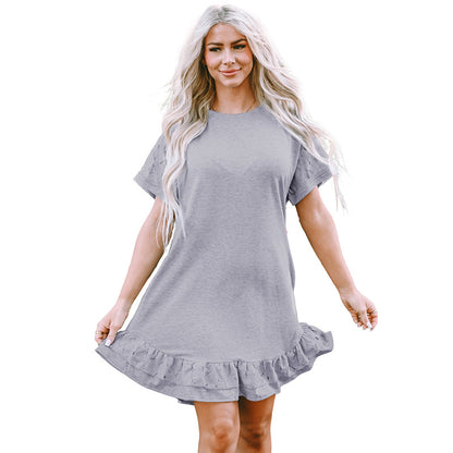 Shiying Summer New Lace Stitching T-shirt Dress Women