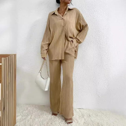 Women's Shirt Collar Loose Cardigan Long-sleeve Suit