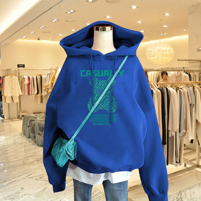 Little Bear Royal Blue Hooded Spring And Autumn Thin Sweatshirt