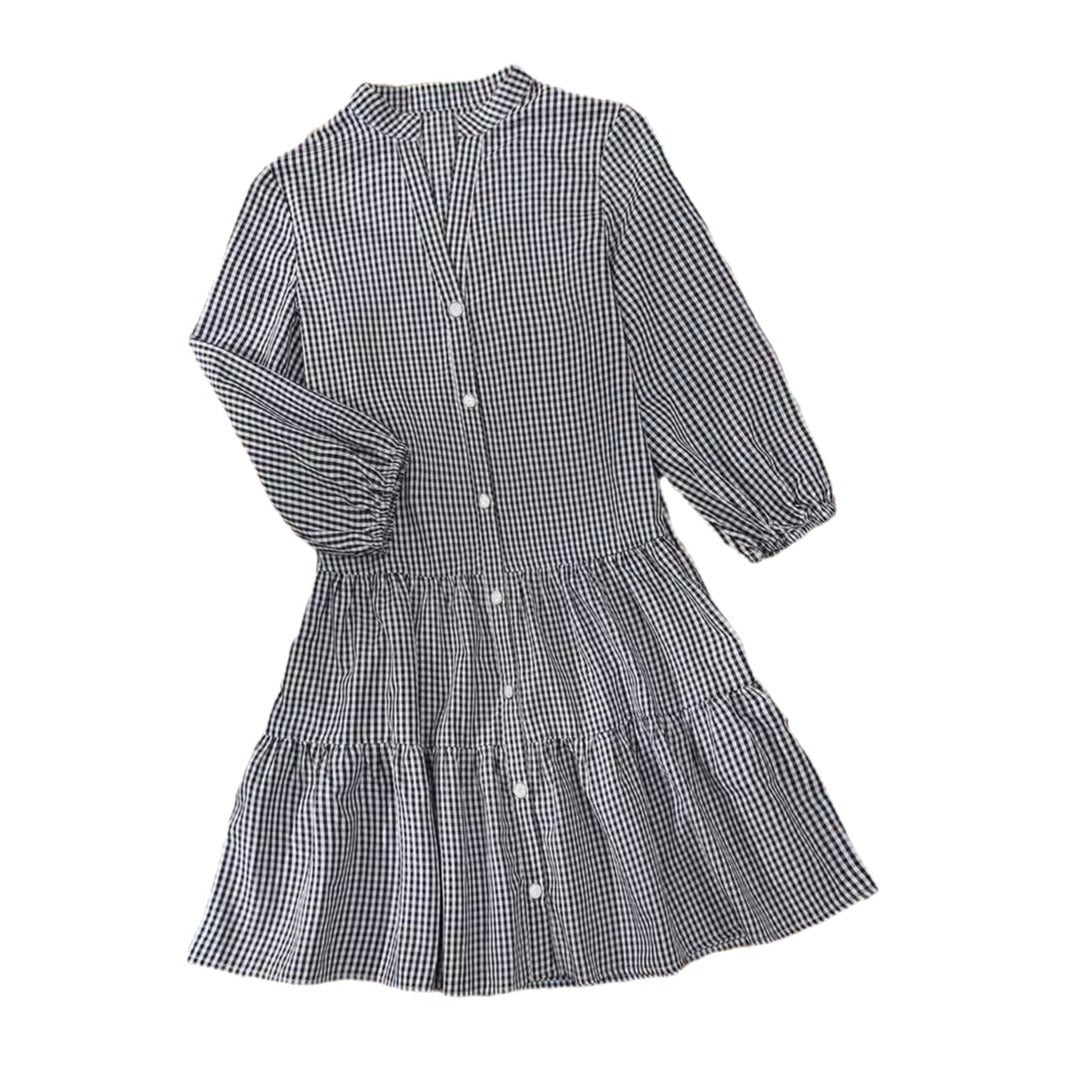 Fashion Simple Loose Plaid Dress Women