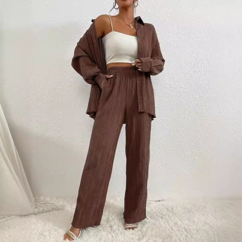 Women's Shirt Collar Loose Cardigan Long-sleeve Suit