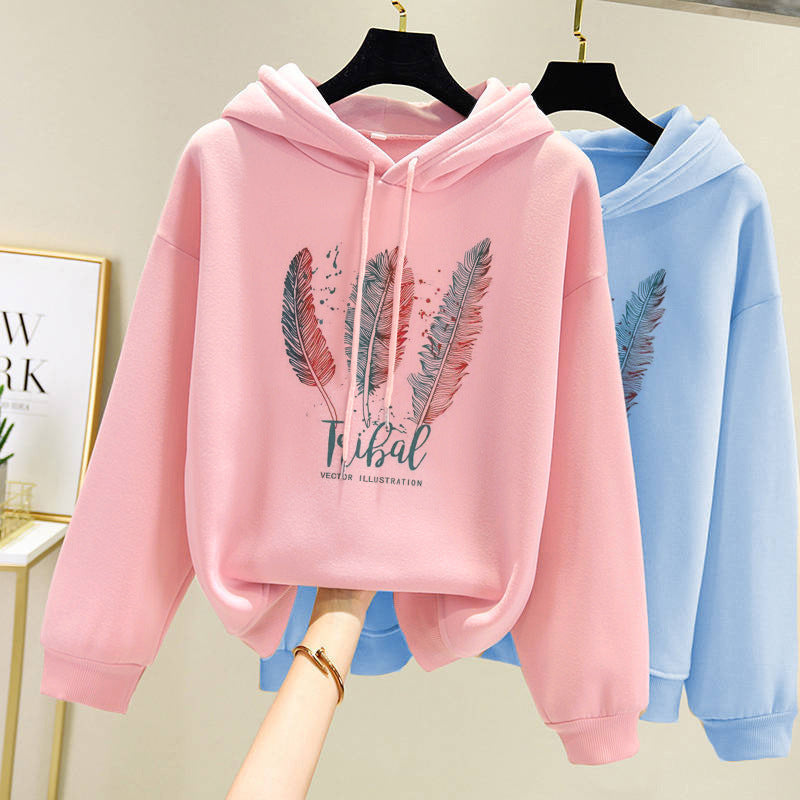 Hooded Sweater Thick Loose Long Sleeves Women