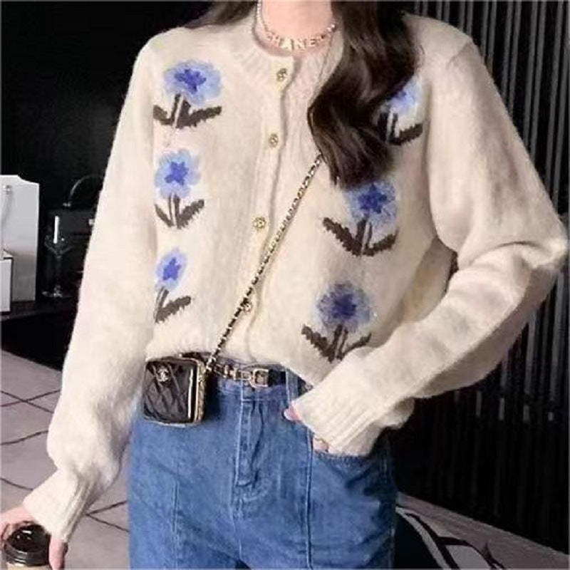 Retro Flower Cardigan Coat For Women