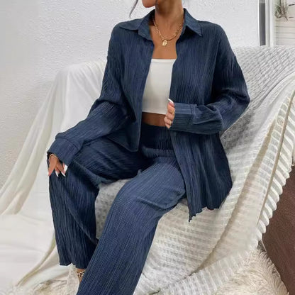 Women's Shirt Collar Loose Cardigan Long-sleeve Suit