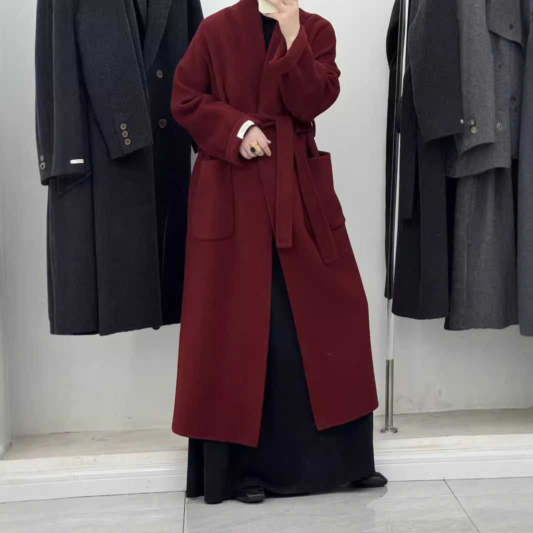 High-end Cashmere Double-sided Woolen Coat Women