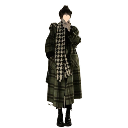 Double-sided Wear Plaid Woolen Coat Women