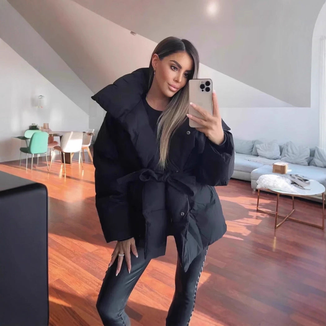 Warm And Loose Solid Color Clothing Cotton Coat