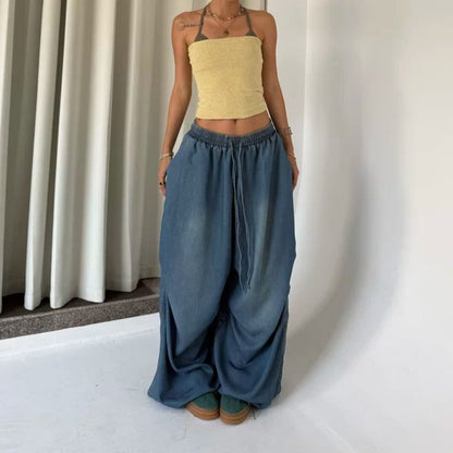 Retro High Street Wide Leg Loose Jeans