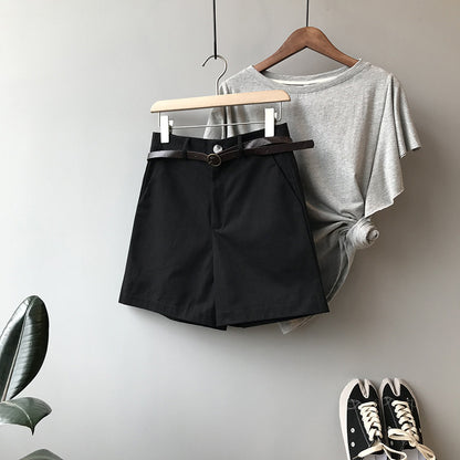 Korean Style Elastic Waist Loose Wide Leg Casual Shorts