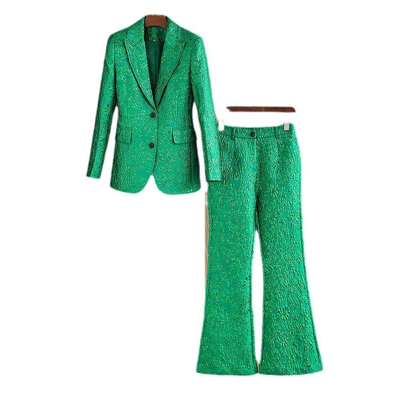 Green Three-dimensional Embroidered Suit Costume Suit