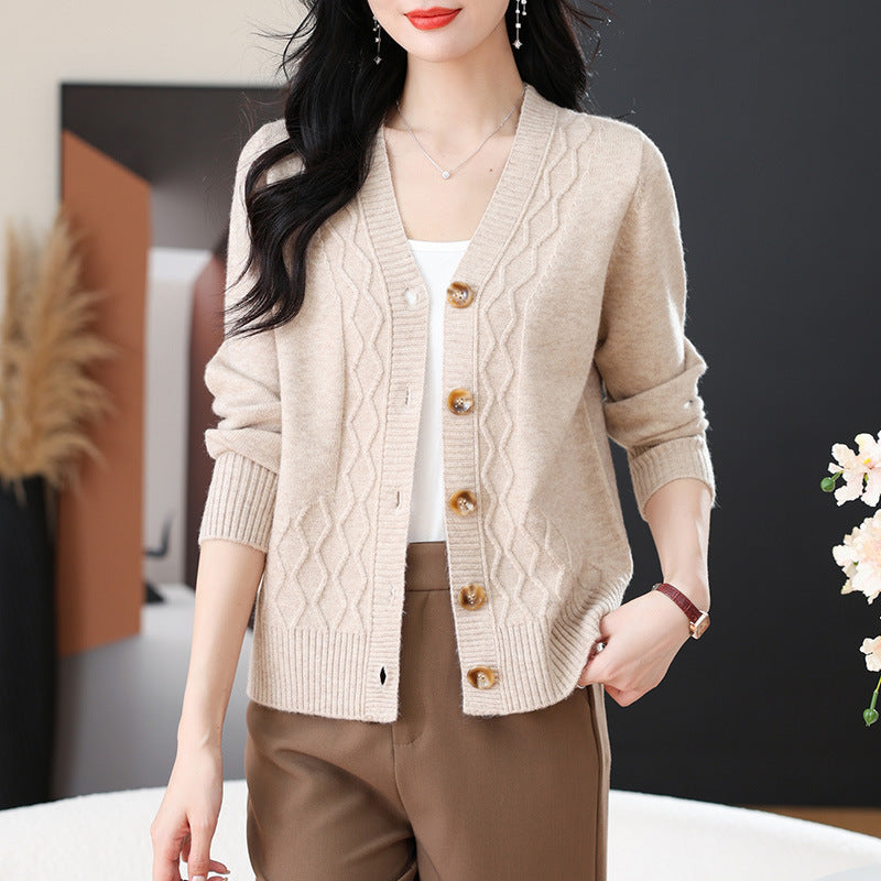 Spring And Autumn Outer Wear Cropped Sweater Coat Women