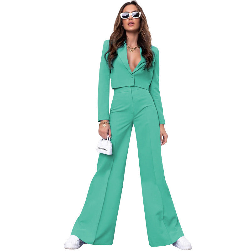 Fashion High Waist Wide Leg Pants Suit