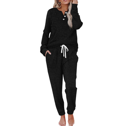 Women's Casual Pocket Suit Buckle Sports Sweater And Trousers Sports Suit