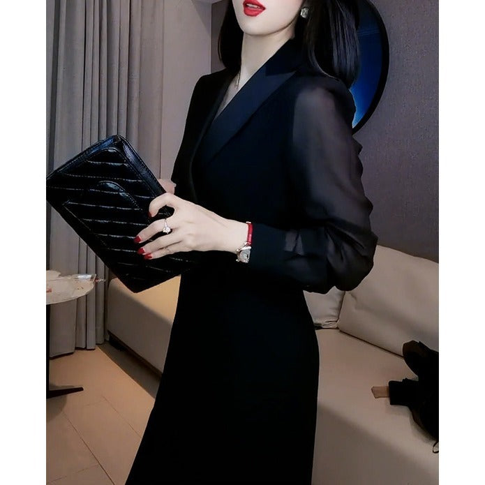 French Style Elegant Lady Hepburn Style Adult Lady Like Woman Young Black Dress