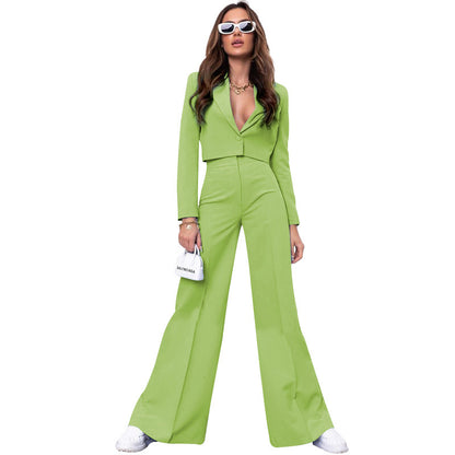 Fashion High Waist Wide Leg Pants Suit