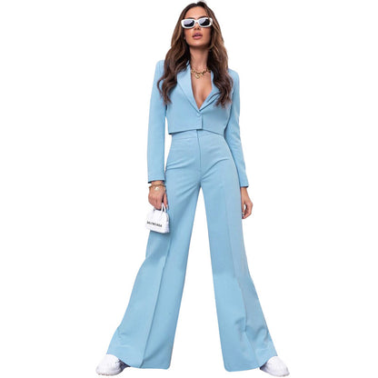 Fashion High Waist Wide Leg Pants Suit