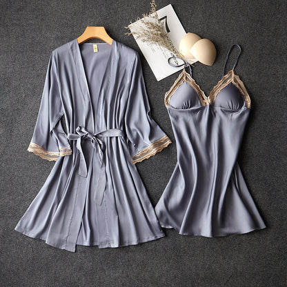 Spring And Autumn Sexy Pajamas Women Summer Two-piece Sling Chest Pad