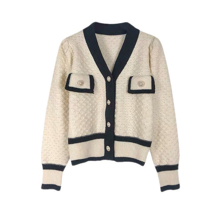 Women's Pearl Button Fragrant Style Cardigan Coat