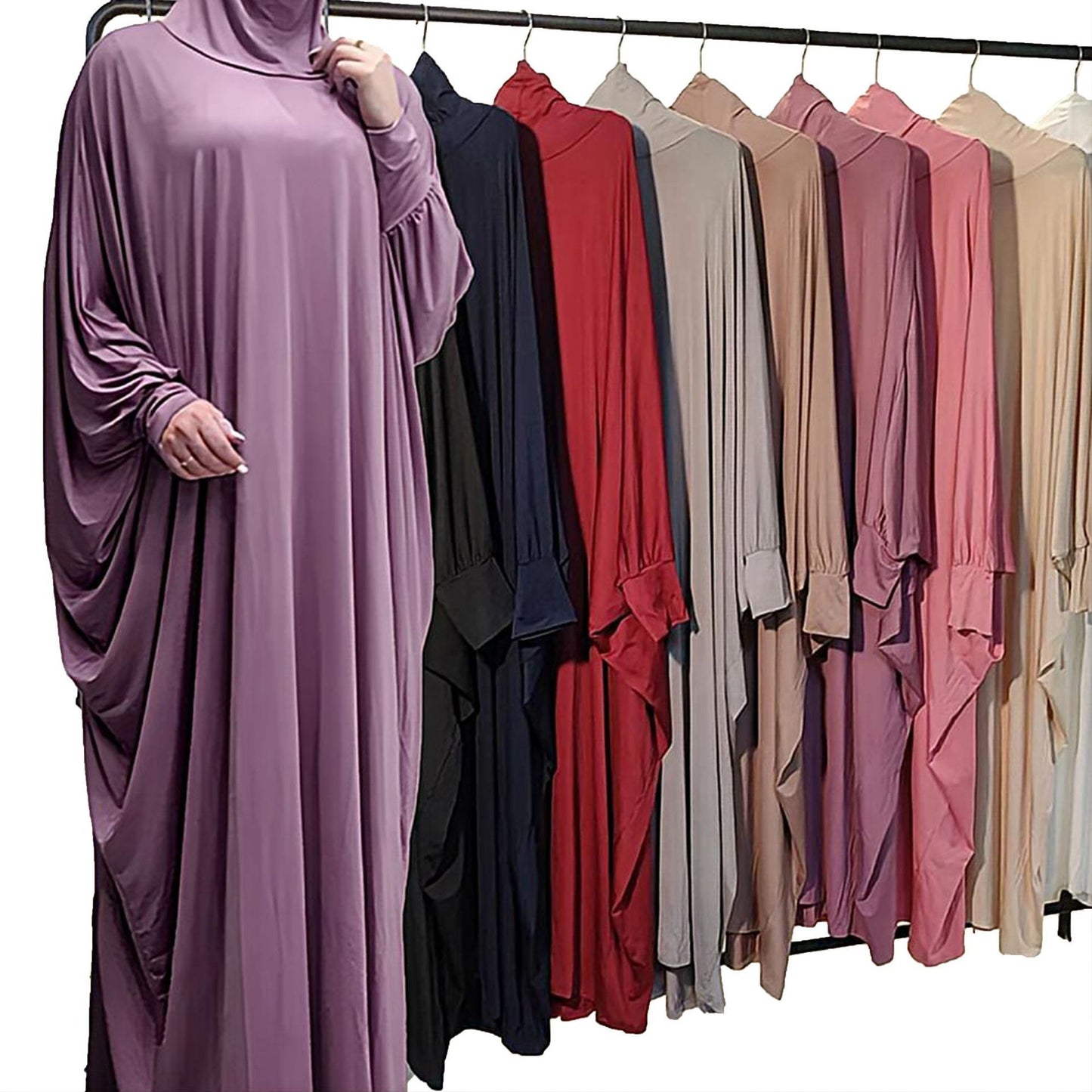 Middle East Women's Traditional Solid Color Long Sleeve Loose Robe Abaya