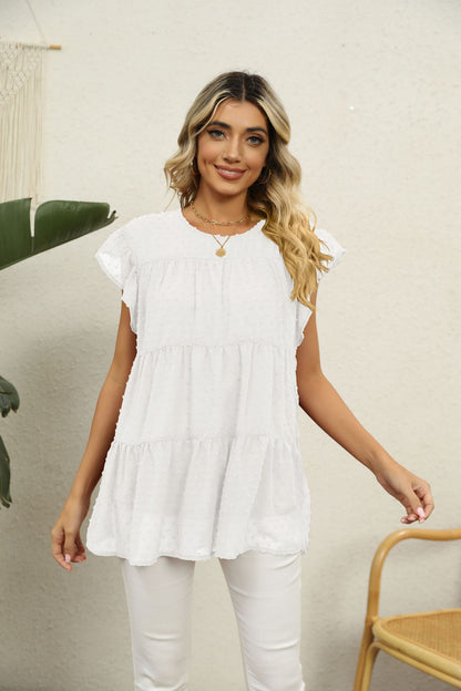 Loose Casual And Comfortable Stitching Fashion Short Sleeve Top