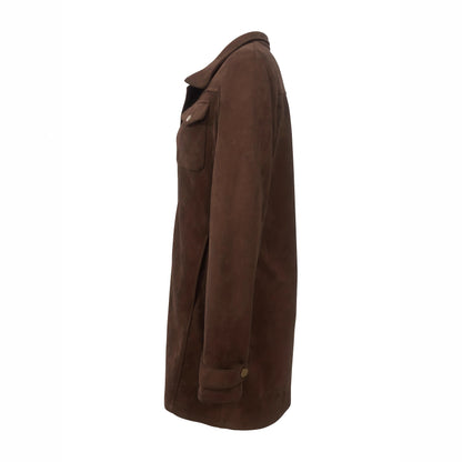 Women's Retro Lapels Brown Suede Casual Jacket