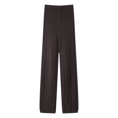 Fashion Texture Knitted Slim Straight Lapel Short Sleeve Trousers