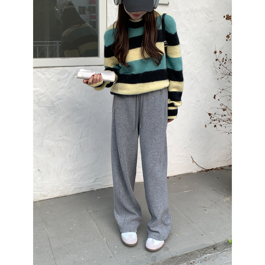 Idle Style Autumn And Winter Sweatpants Thickened High Waist Drooping