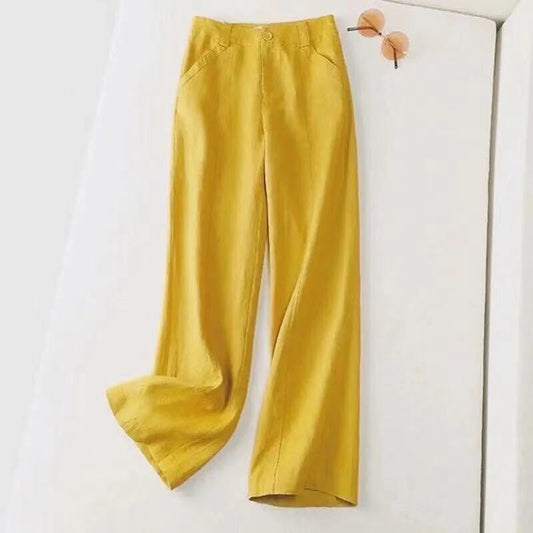 Summer Cotton Linen Wide Leg Pants Loose Women's Wear Drape