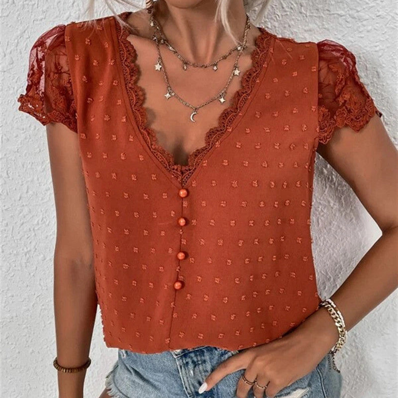 European And American Women's Clothing V-neck Shirt Women