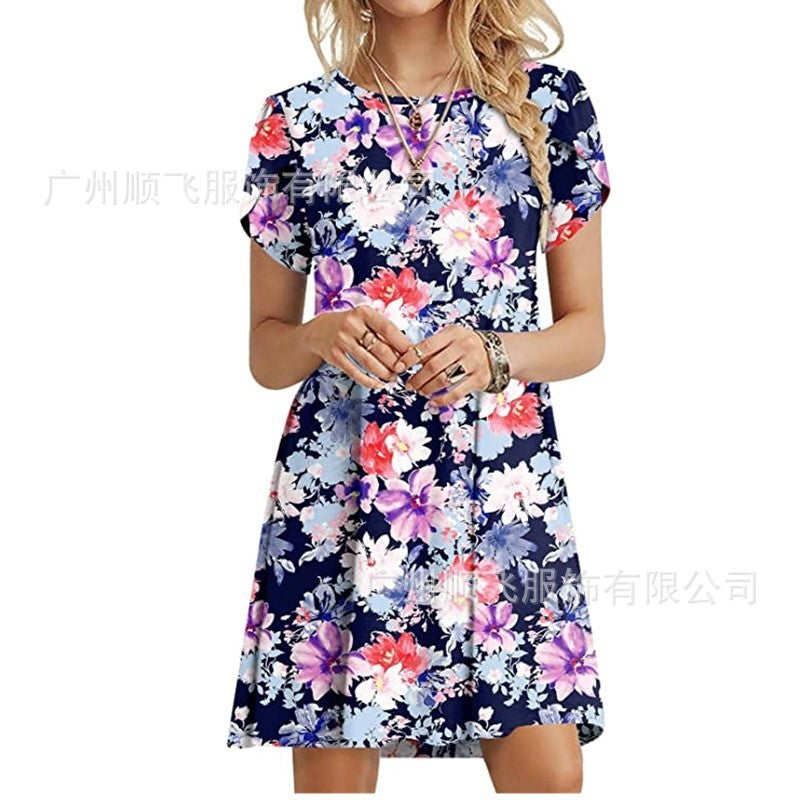 Women's Fashion Printed Pocket Dress