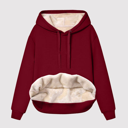 Solid Color Hooded Drawstring Sweatshirt