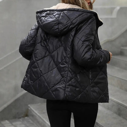 Rhombic Cotton-padded Jacket European And American Coat
