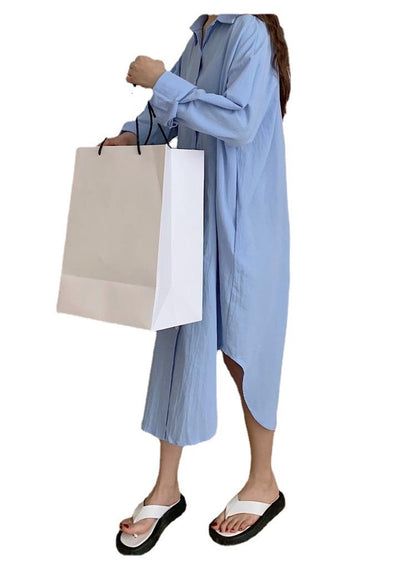 V-neck Slimming Long Sleeve Loose Plus Size Shirt Dress