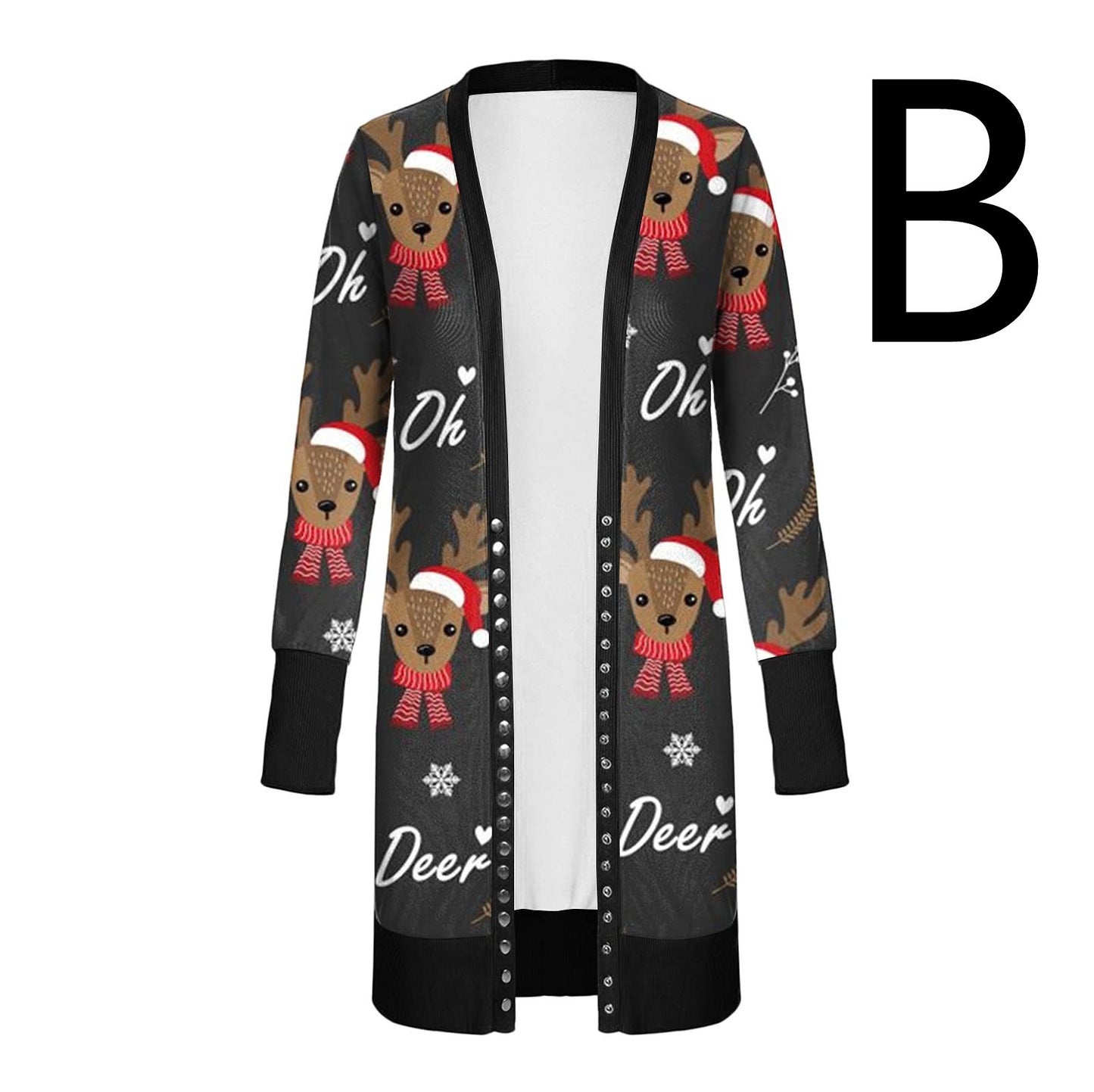 Christmas Print Fashion Long-sleeved Cardigan Women